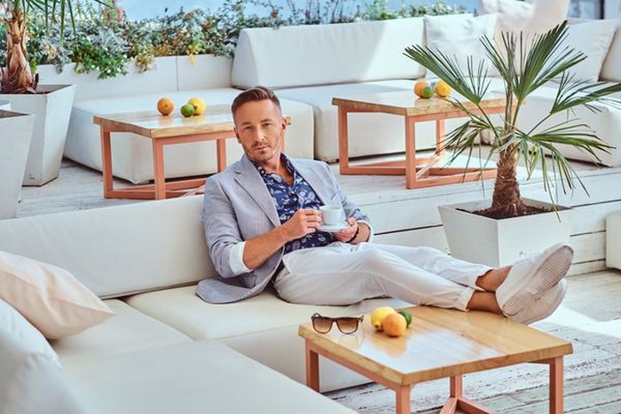 rich man relaxing at home