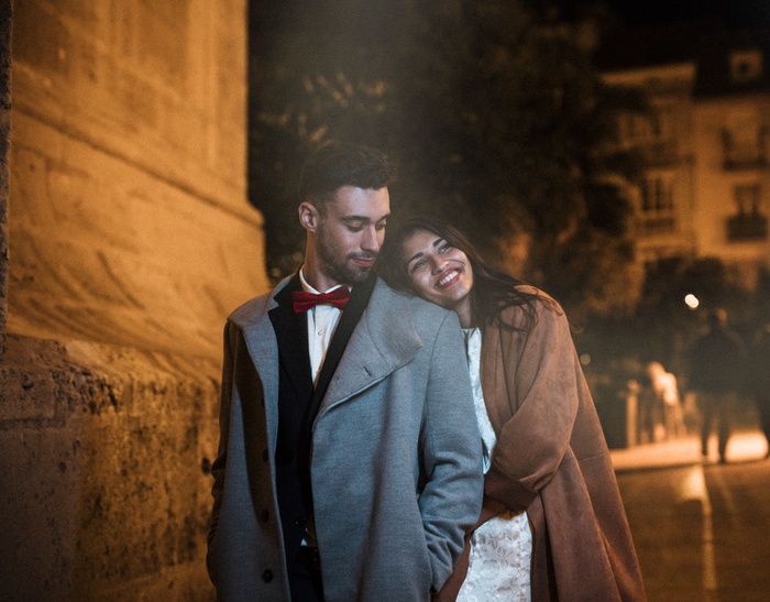 Rich couple walking at night in Geelong