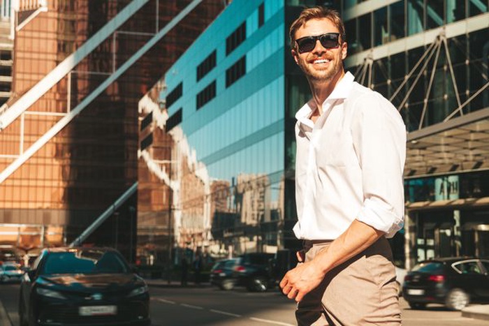 successful man in Halifax Nova Scotia at dusk