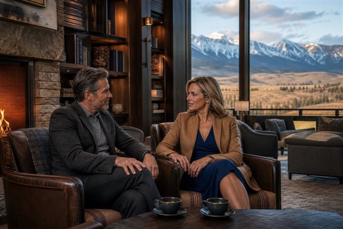 Solteros conversando durante un encuentro de matchmaking para millonarios en Wyoming