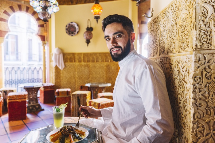 rich man sitting in the restaurant