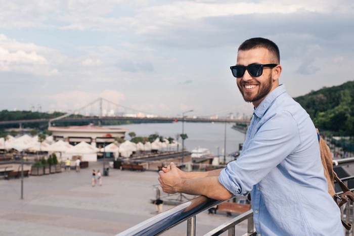 elegant rich man by the Great Neck coastline