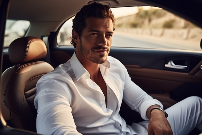 uomo attraente, bello e di successo