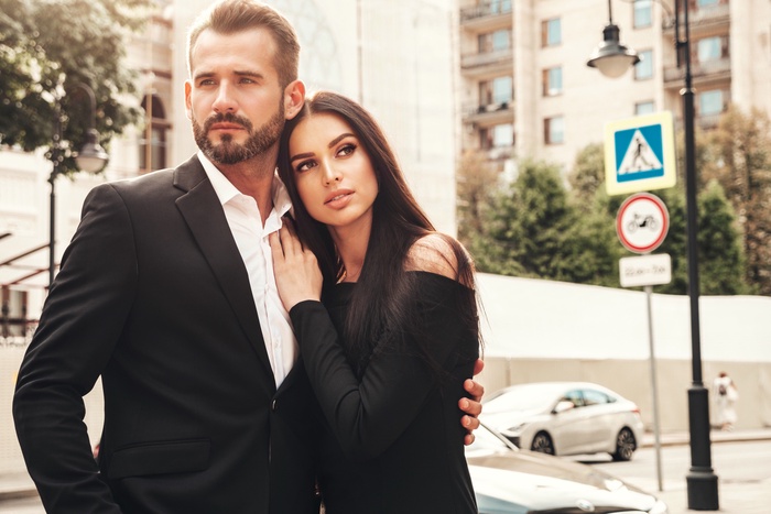 beautiful fashion women and her husband