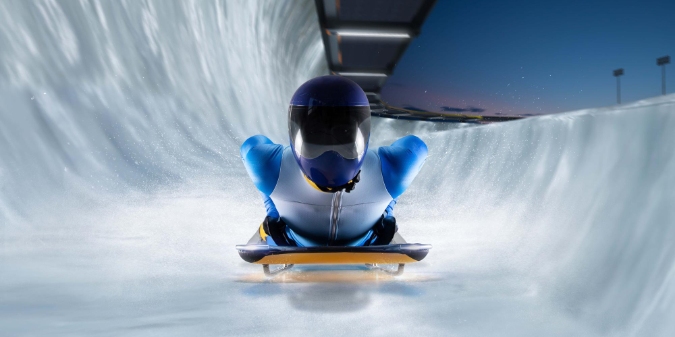 Cool Runnings scene with Jamaican bobsled team at Winter Olympics