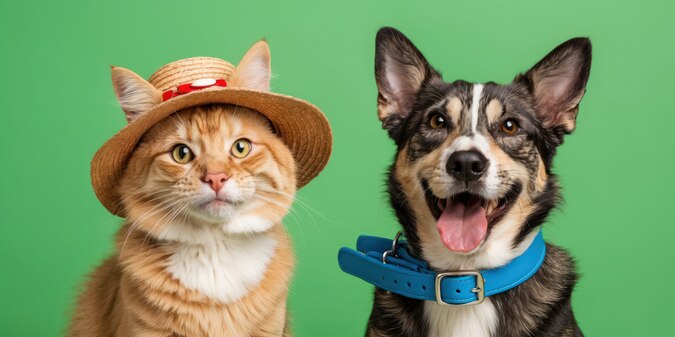 happy cat and dog