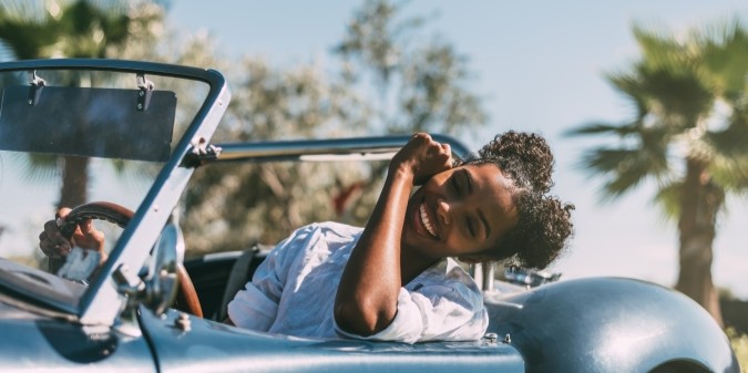 black woman, lovely woman, black woman, drive car