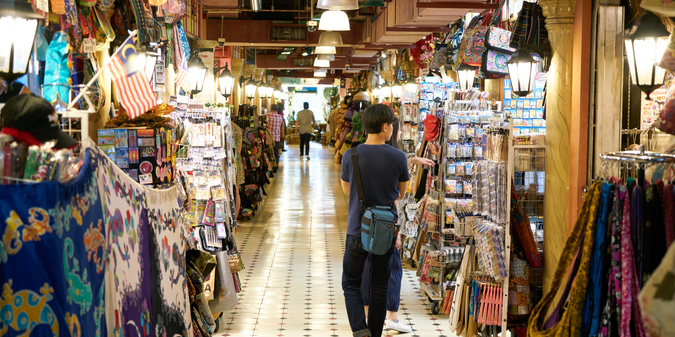 Corridor with different shops