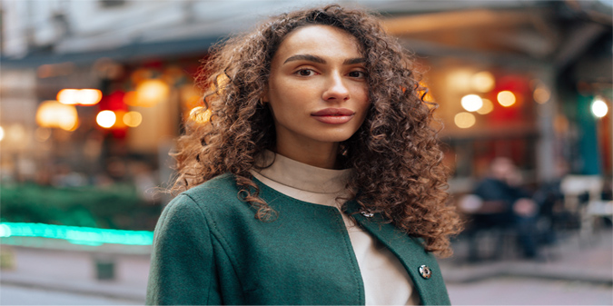 beautiful woman in street