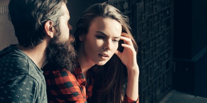 Couple in deep, thoughtful conversation together