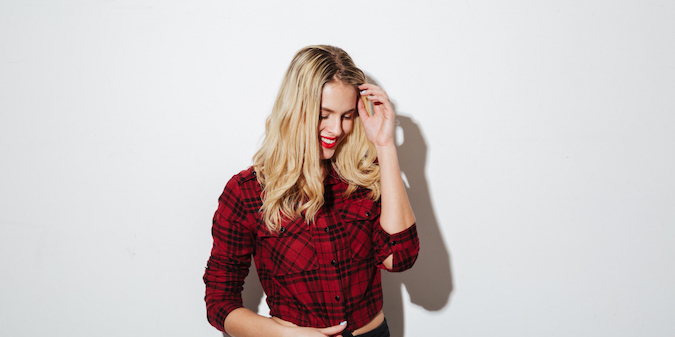 Shy woman