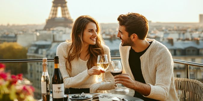 couple having romantic dinner