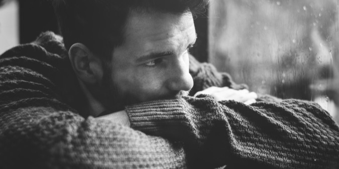 Frustrated man thinking about modern dating