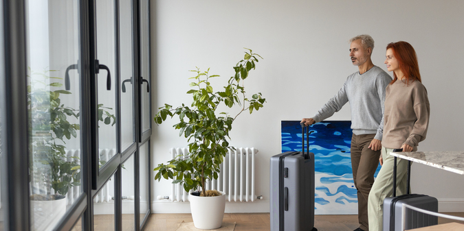 Airbnb host welcoming guests