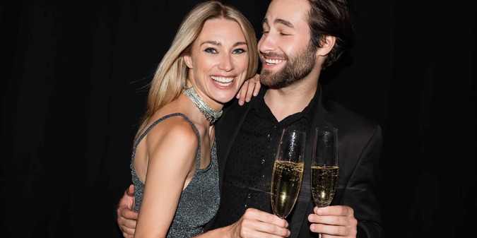 beard man hugging beautiful woman