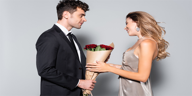romantic couple with flower