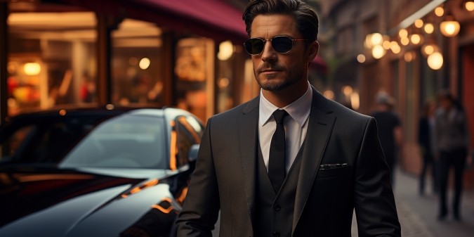 businessman, rich man, handsome man, luxury car