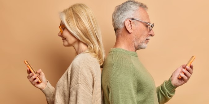 senior woman, senior man, loving couple