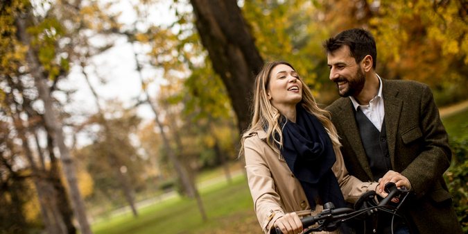 couple riding in the park