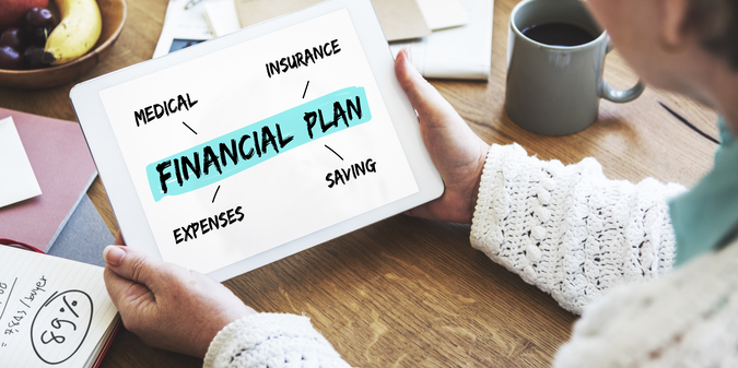Financial plan retirement investment diagram concept