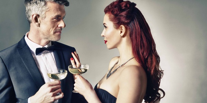 a celebrating rich couple