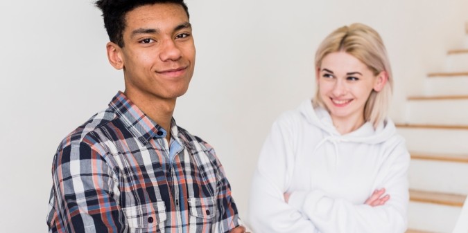 black man, handsome man, white woman