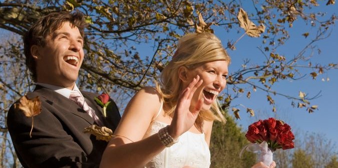Romantic wedding, loving couple, bright future